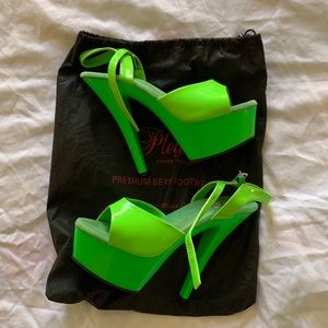 Pleaser 6” bright green heels